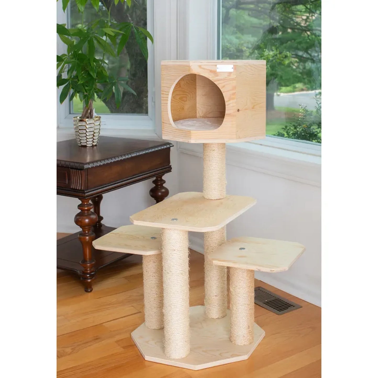 Armarkat Premium Scots Pine, Solid Wood Cat Tree 46" Tall