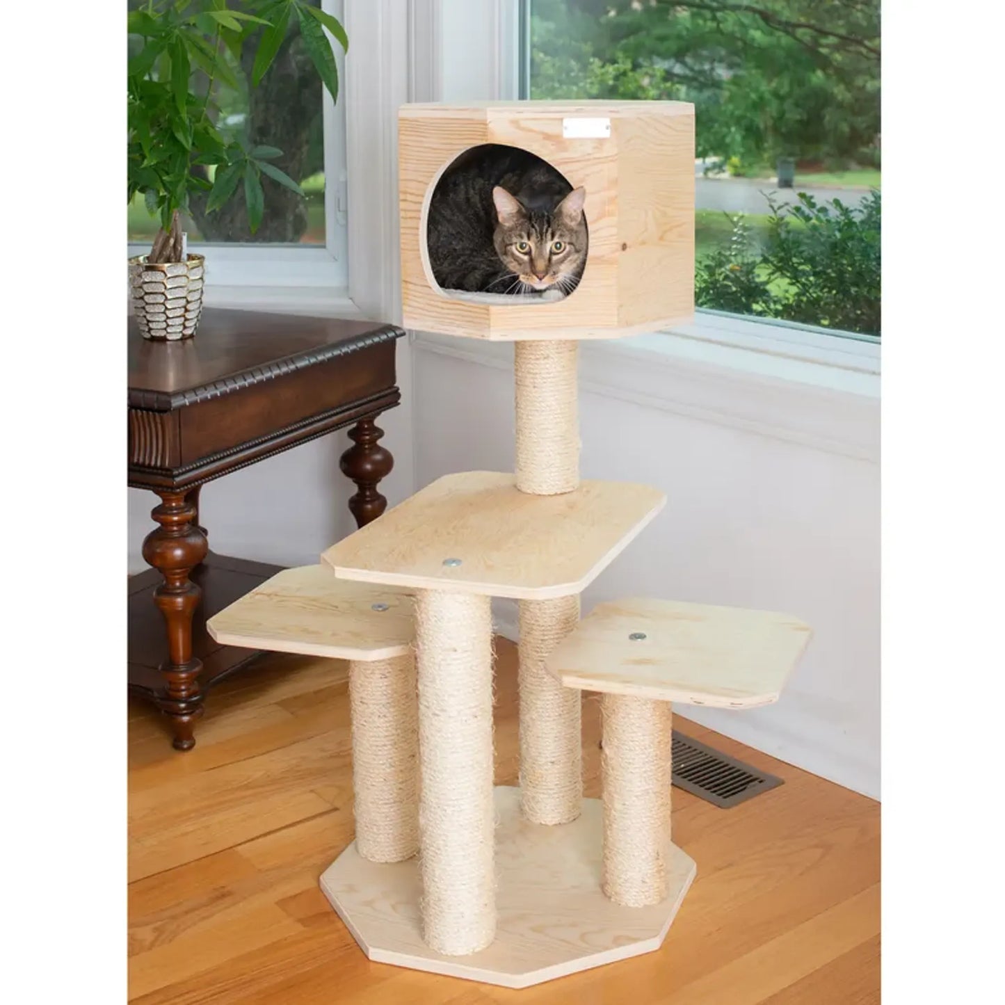 Armarkat Premium Scots Pine, Solid Wood Cat Tree 46" Tall