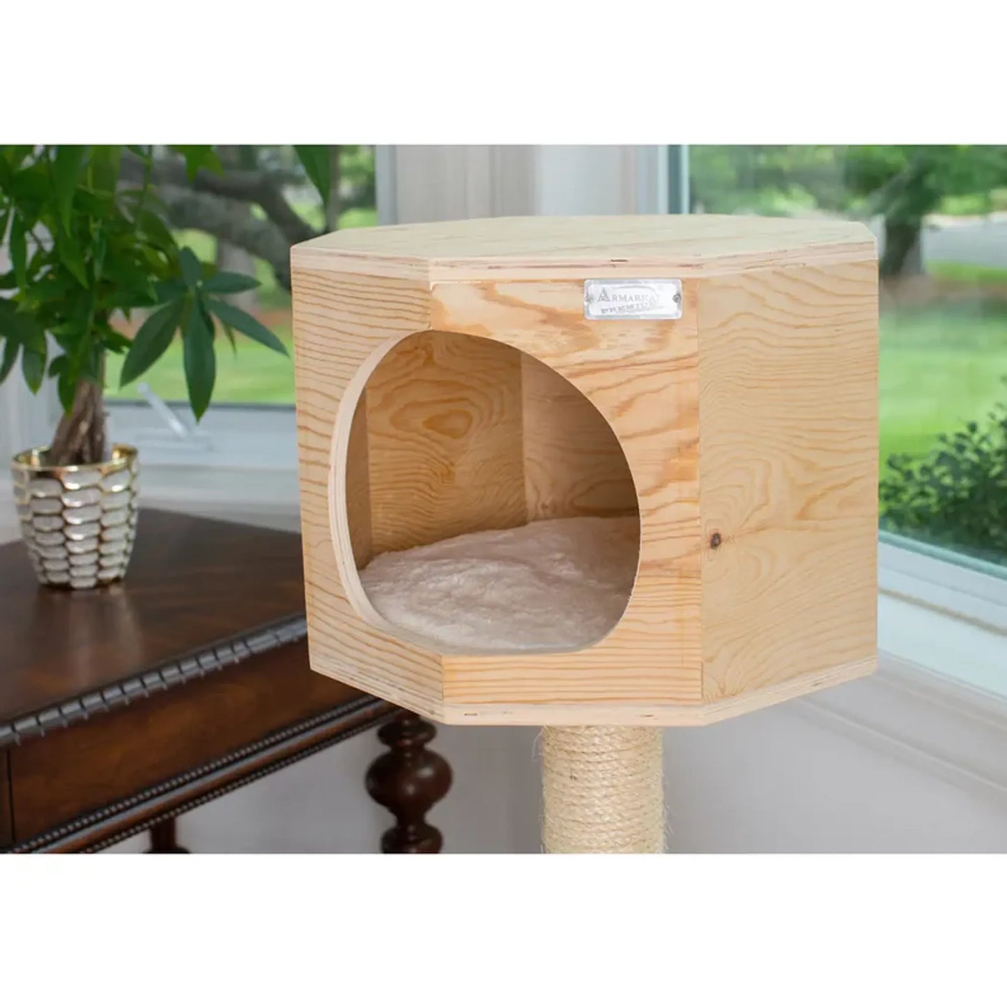 Armarkat Premium Scots Pine, Solid Wood Cat Tree 46" Tall